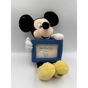 Vtg Walt Disney World Mickey Mouse Photo Frame Plush 13” Holds 3.5”x5” Photo